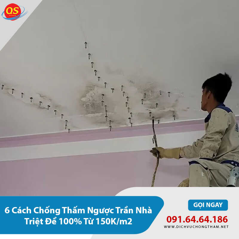 Chống thấm ngược trần nhà bằng keo PU